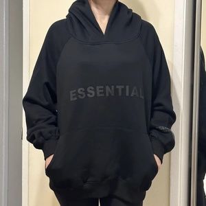 ESSENTIALS BLACK HOODIE (Medium)